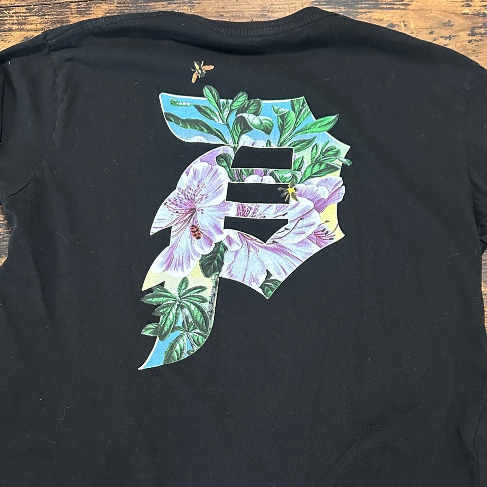 Primitive Black Tee with White Script Logo